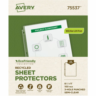 Top-Load Recycled Polypropylene Sheet Protector, Semi-Clear, 100/Box
