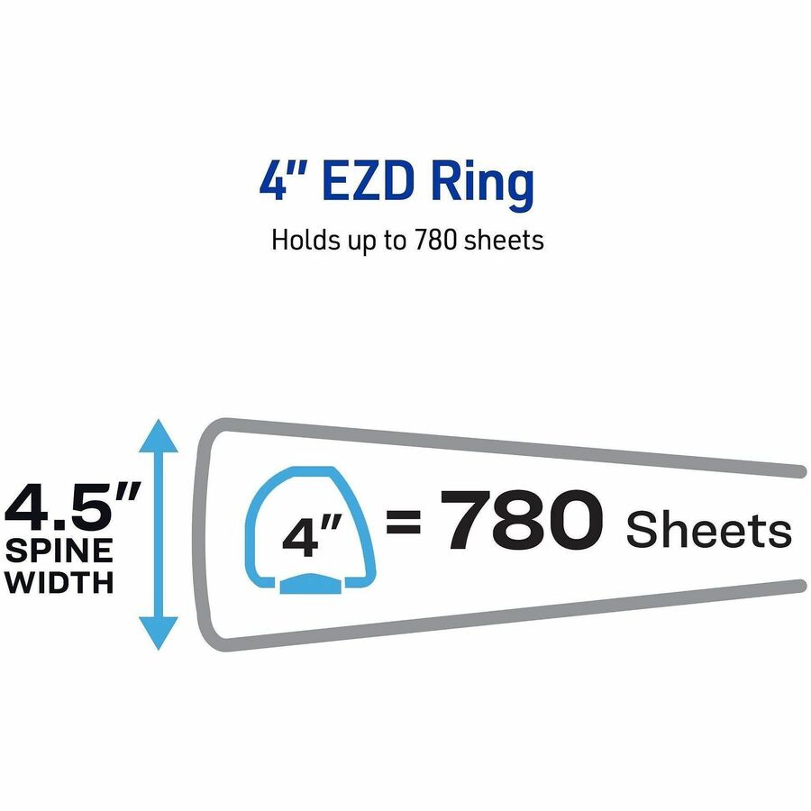 Heavy-Duty View Binder with DuraHinge and Locking One Touch EZD Rings, 3 Rings, 4" Capacity, 11 x 8.5, White