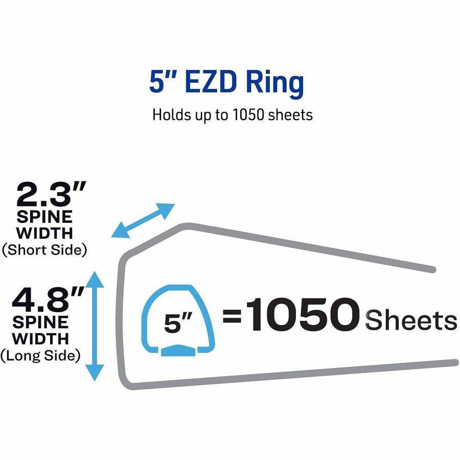 Heavy-Duty View Binder with DuraHinge and Locking One Touch EZD Rings, 3 Rings, 5" Capacity, 11 x 8.5, White