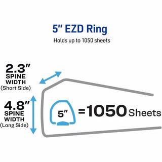 Heavy-Duty View Binder with DuraHinge and Locking One Touch EZD Rings, 3 Rings, 5" Capacity, 11 x 8.5, White