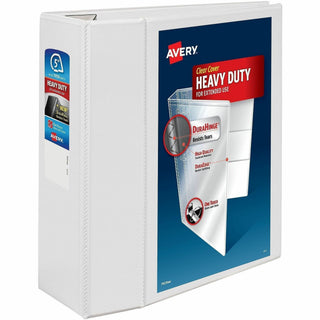 Heavy-Duty View Binder with DuraHinge and Locking One Touch EZD Rings, 3 Rings, 5" Capacity, 11 x 8.5, White