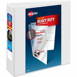 Heavy-Duty View Binder with DuraHinge and Locking One Touch EZD Rings, 3 Rings, 3" Capacity, 11 x 8.5, White