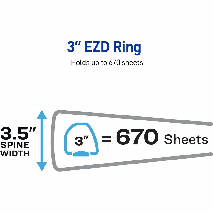 Heavy-Duty View Binder with DuraHinge and Locking One Touch EZD Rings, 3 Rings, 3" Capacity, 11 x 8.5, White