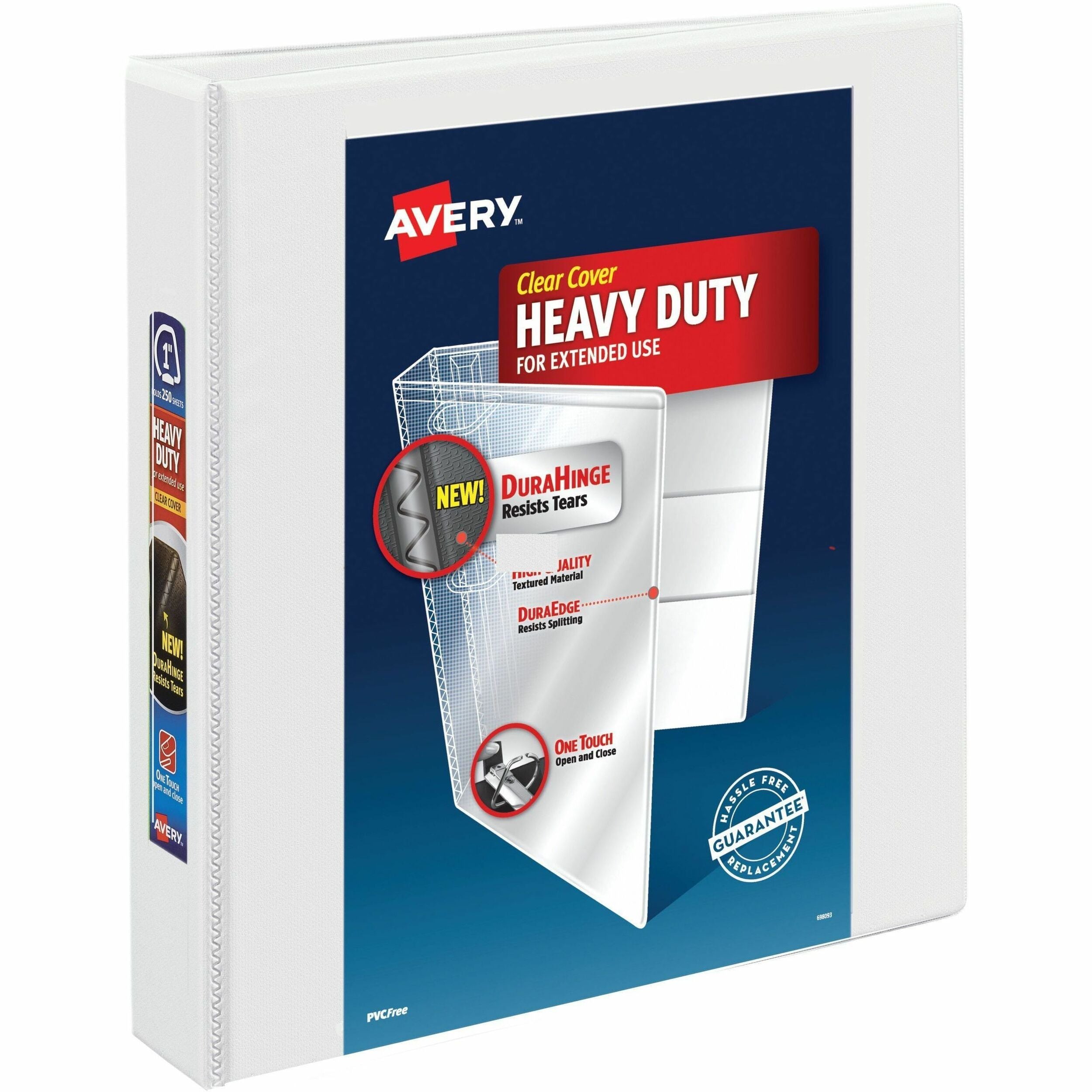 Heavy-Duty View Binder with DuraHinge and One Touch EZD Rings, 3 Rings, 1.5" Capacity, 11 x 8.5, White