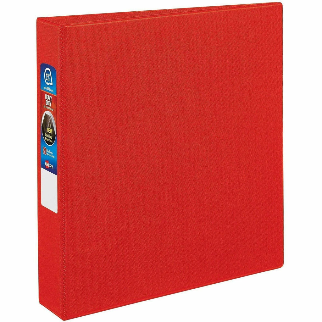 Heavy-Duty Non-View Binder with DuraHinge and One Touch EZD Rings, 3 Rings, 1.5" Capacity, 11 x 8.5, Red