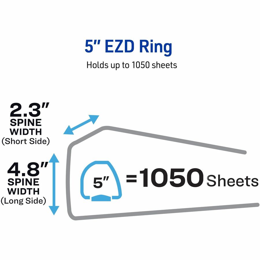 Heavy-Duty View Binder with DuraHinge and Locking One Touch EZD Rings, 3 Rings, 5" Capacity, 11 x 8.5, Black