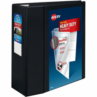 Heavy-Duty View Binder with DuraHinge and Locking One Touch EZD Rings, 3 Rings, 5" Capacity, 11 x 8.5, Black