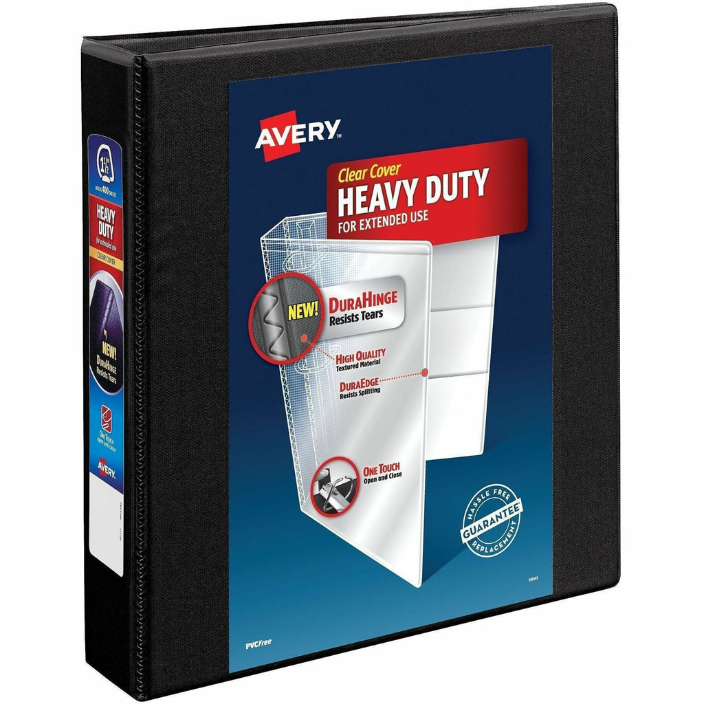 Heavy-Duty View Binder with DuraHinge and One Touch EZD Rings, 3 Rings, 1.5" Capacity, 11 x 8.5, Black