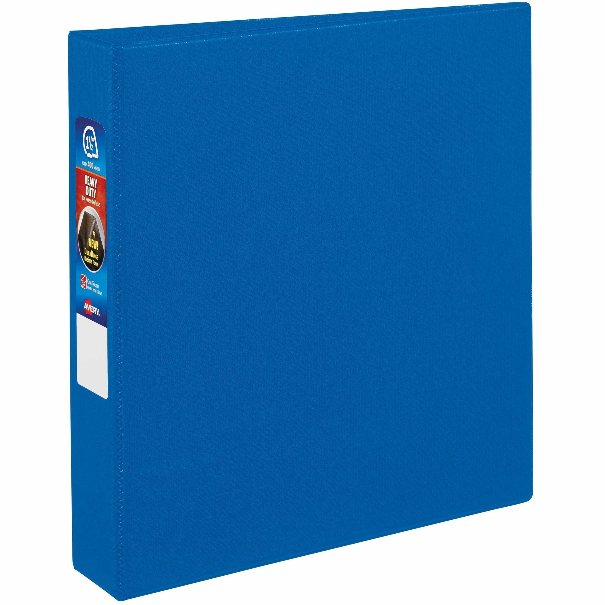 Heavy-Duty Non-View Binder with DuraHinge and One Touch EZD Rings, 3 Rings, 1.5" Capacity, 11 x 8.5, Blue