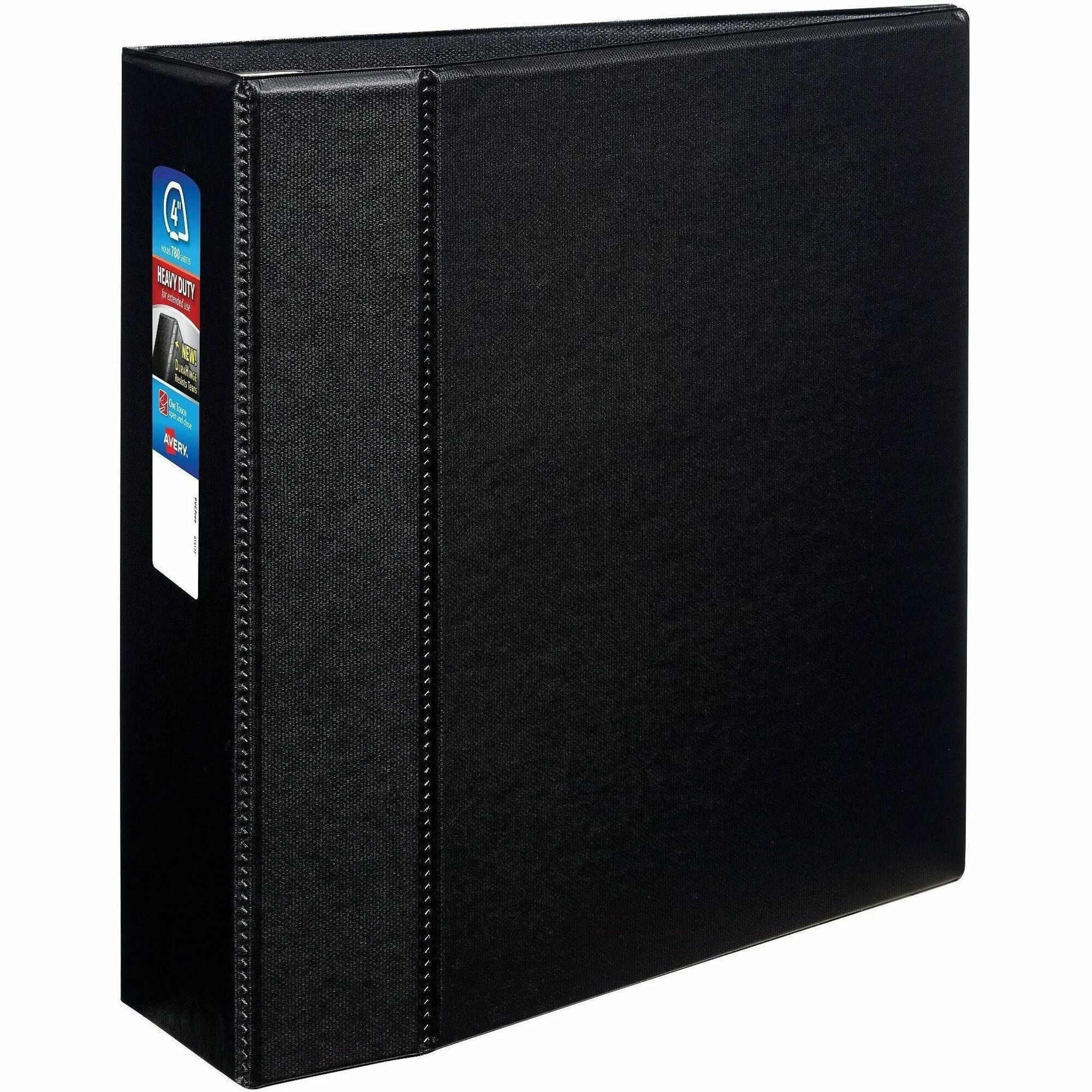 Heavy-Duty Non-View Binder with DuraHinge and Locking One Touch EZD Rings, 3 Rings, 4" Capacity, 11 x 8.5, Black