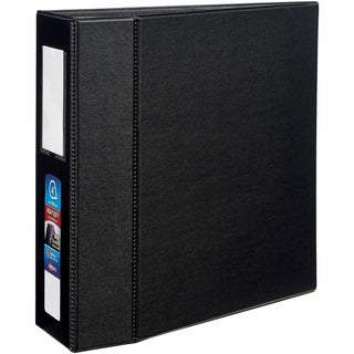 Heavy-Duty Non-View Binder with DuraHinge, Three Locking One Touch EZD Rings and Spine Label, 4" Capacity, 11 x 8.5, Black