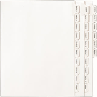 Preprinted Legal Exhibit Side Tab Index Dividers, Allstate Style, 26-Tab, Exhibit A to Exhibit Z, 11 x 8.5, White, 1 Set