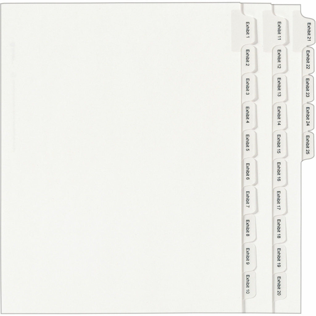Preprinted Legal Exhibit Side Tab Index Dividers, Allstate Style, 25-Tab, Exhibit 1 to Exhibit 25, 11 x 8.5, White, 1 Set
