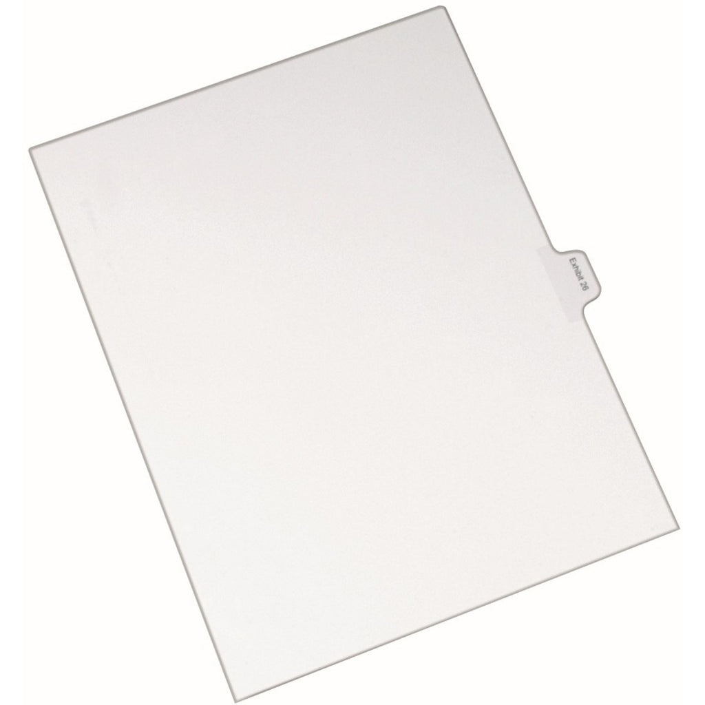 Avery Index Divider - 25 x Divider(s) - Side Tab(s) - Exhibit 26 - 1 Tab(s)/Set - 8.5" Divider Width x 11" Divider Length - Letter - 8.50" Width x 11" Length - White Paper Divider - Recycled - 1