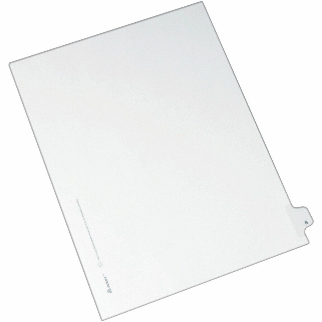 Avery Side Tab Individual Legal Dividers - 25 x Divider(s) - Side Tab(s) - B - 1 Tab(s)/Set - 8.5" Divider Width x 11" Divider Length - Letter - 8.50" Width x 11" Length - Paper Divider - White Tab(s) - Recycled - 1