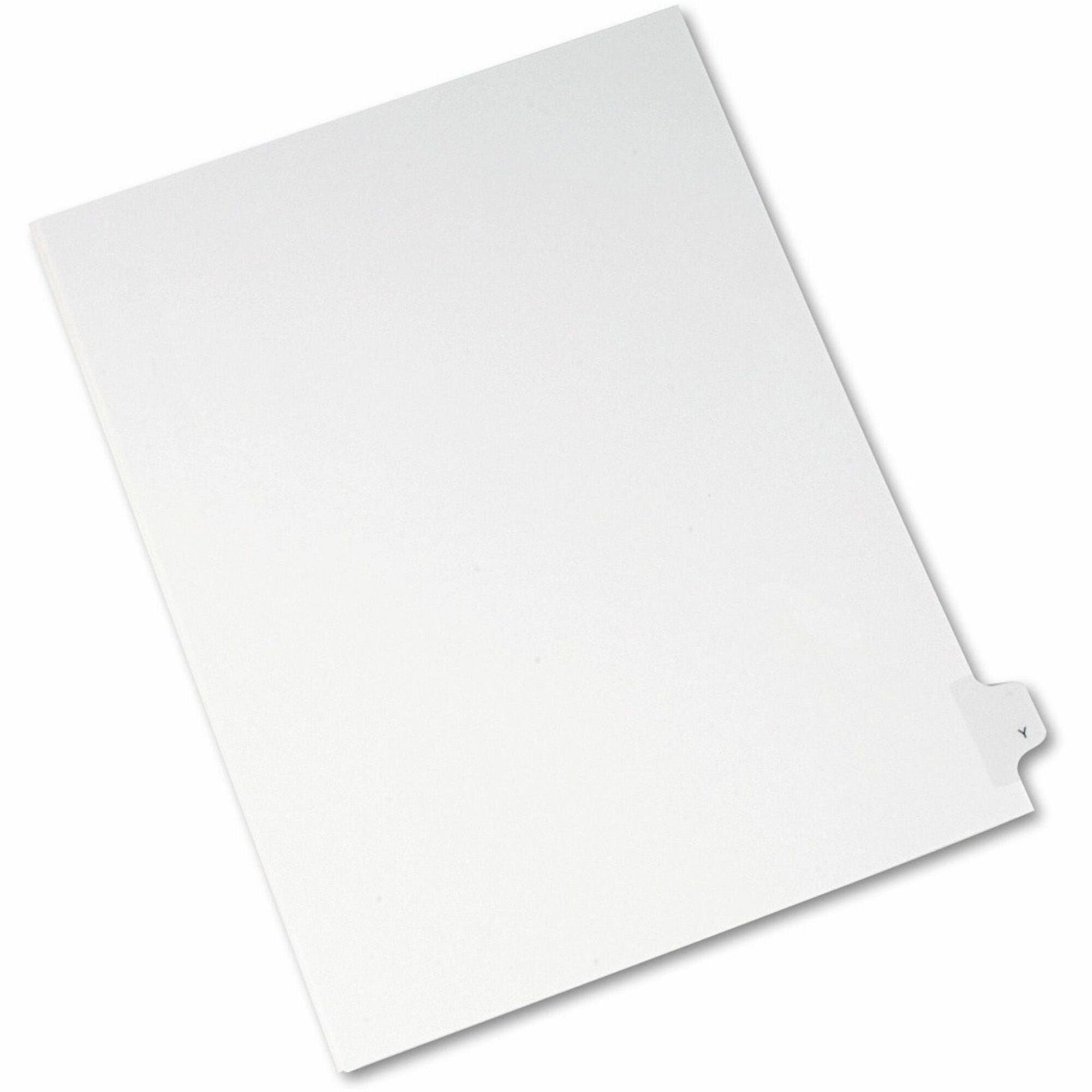 Avery Side Tab Individual Legal Dividers - 25 x Divider(s) - Side Tab(s) - Y - 1 Tab(s)/Set - 8.5" Divider Width x 11" Divider Length - Letter - 8.50" Width x 11" Length - White Paper Divider - Recycled - 1