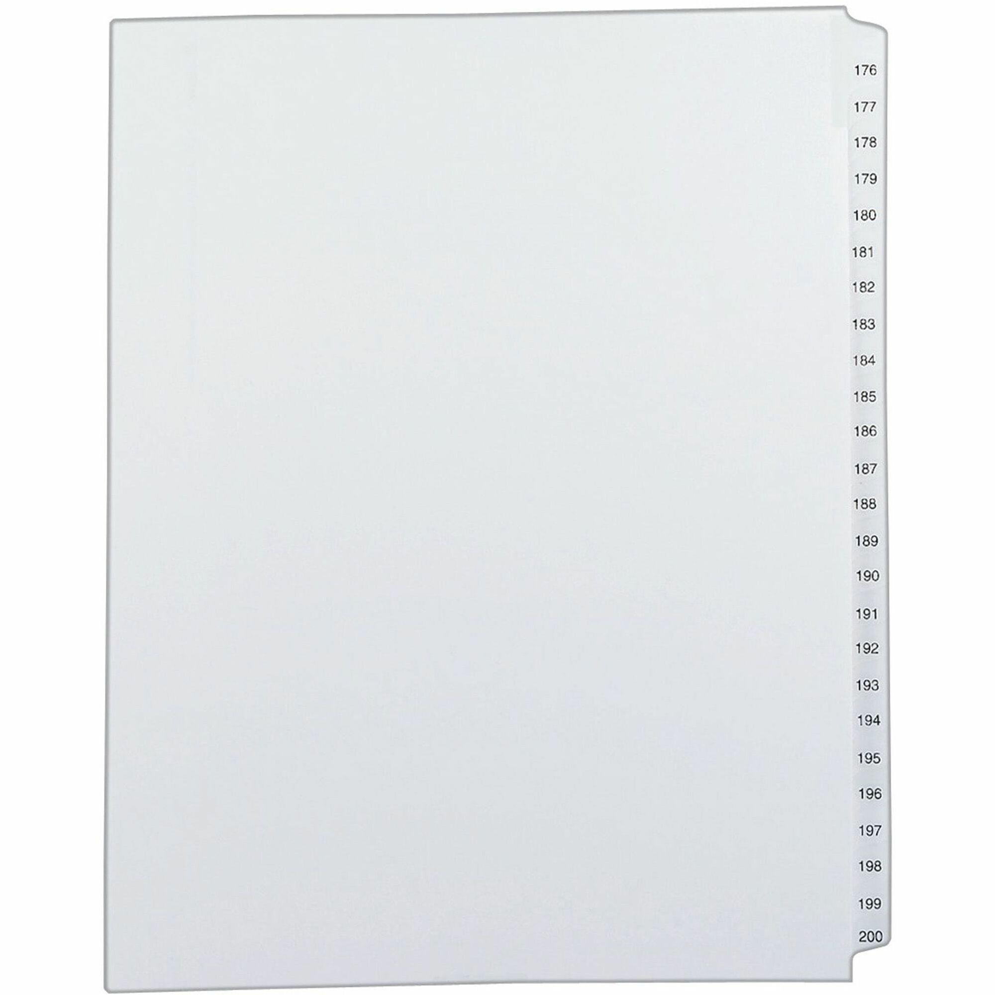 Avery Allstate Style Collated Legal Dividers - 1 x Divider(s) - Side Tab(s) - 176-200 - 25 Tab(s)/Set - 8.5" Divider Width x 11" Divider Length - Letter - 8.50" Width x 11" Length - White Paper Divider - Recycled - 1