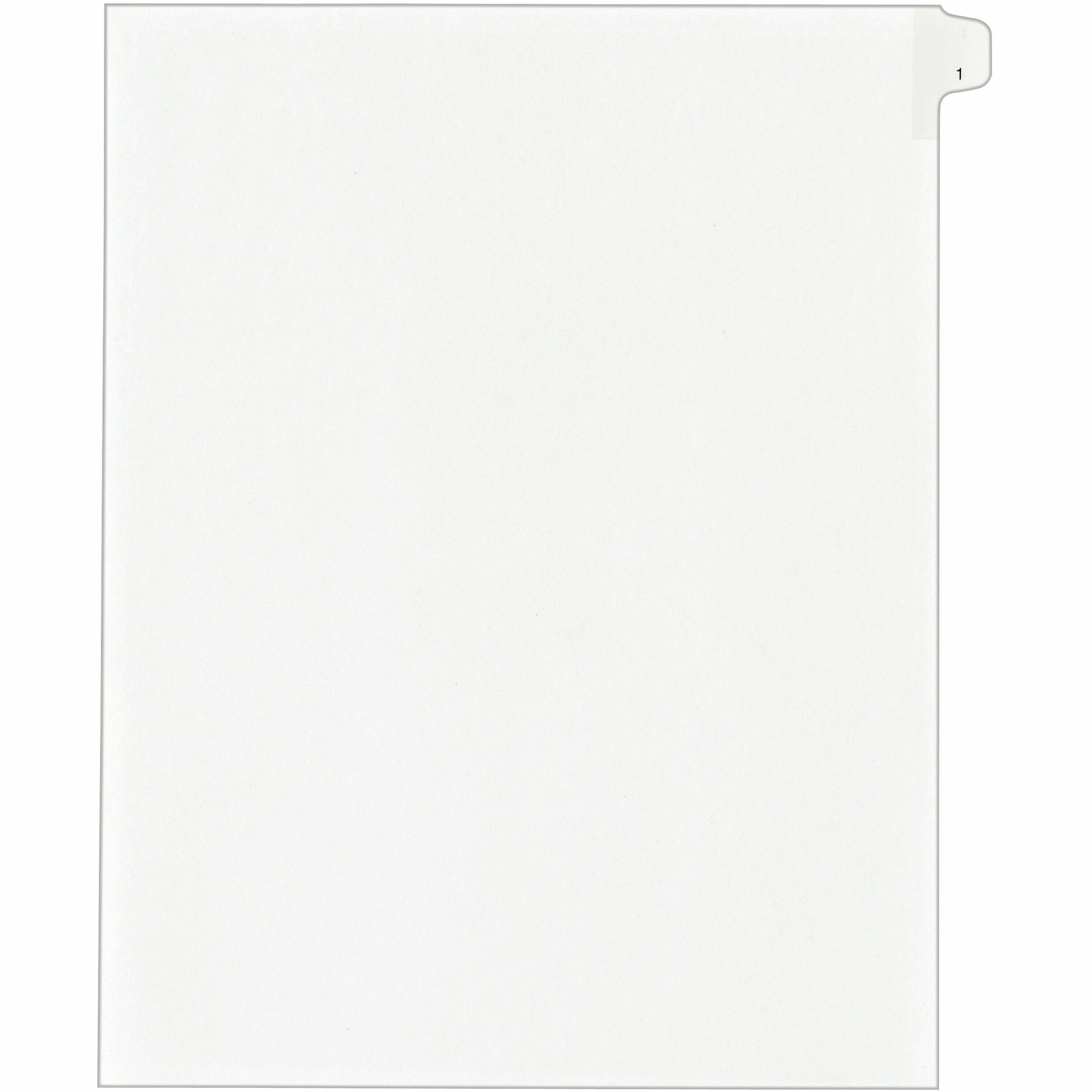 Preprinted Legal Exhibit Side Tab Index Dividers, Allstate Style, 10-Tab, 1, 11 x 8.5, White, 25/Pack