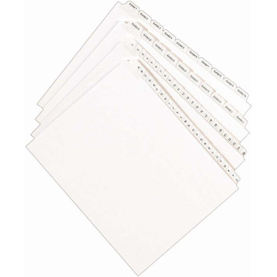 Preprinted Legal Exhibit Side Tab Index Dividers, Allstate Style, 10-Tab, 5, 11 x 8.5, White, 25/Pack