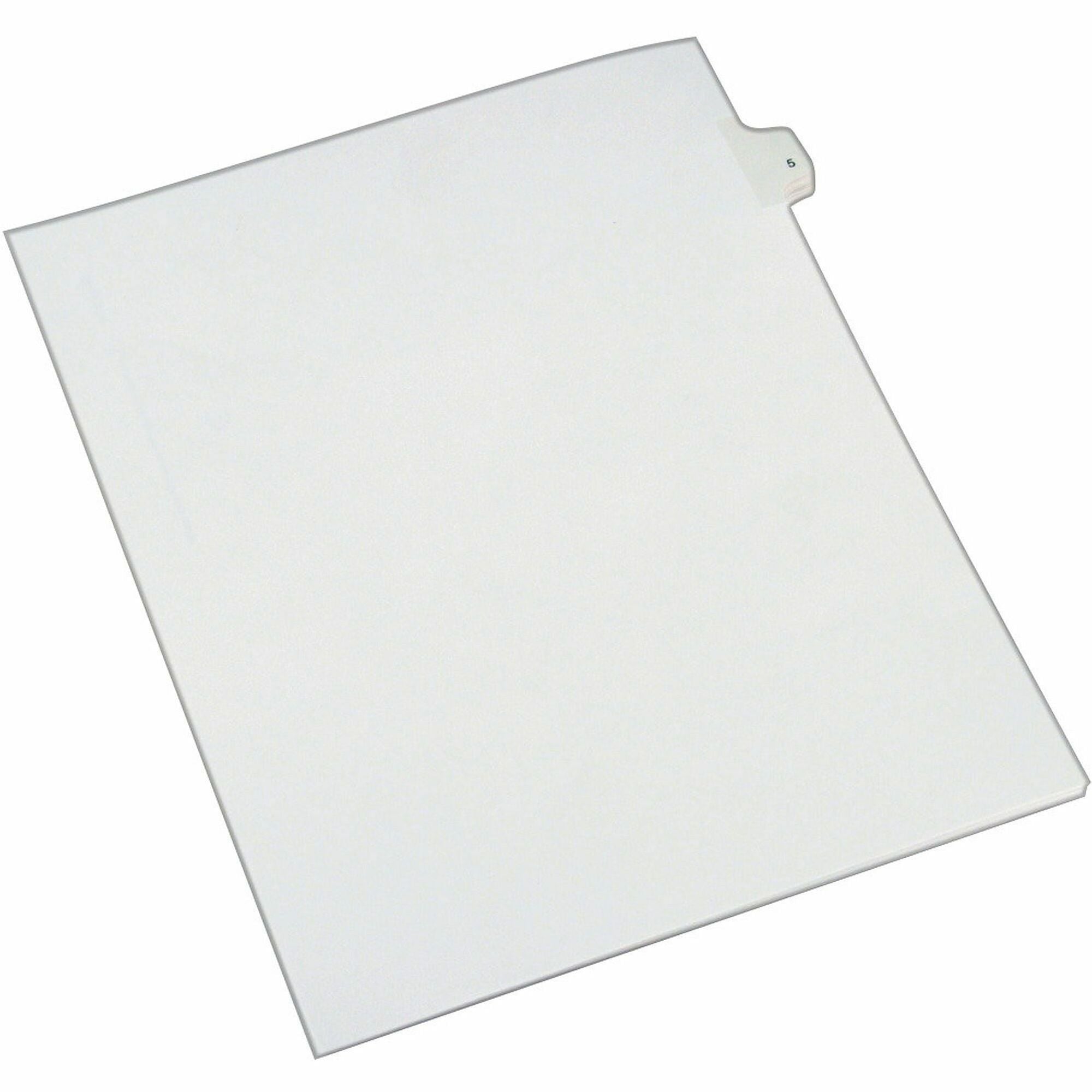 Preprinted Legal Exhibit Side Tab Index Dividers, Allstate Style, 10-Tab, 5, 11 x 8.5, White, 25/Pack