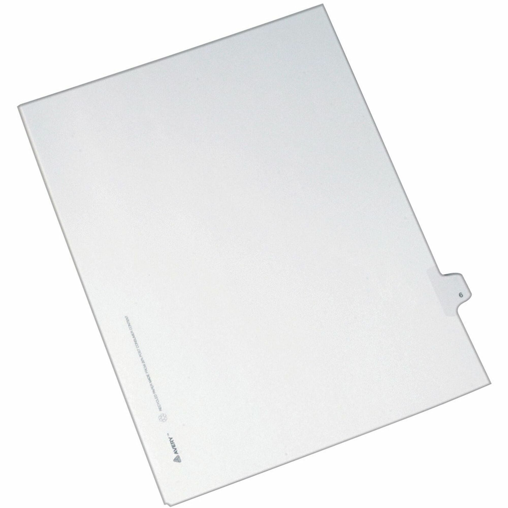 Avery Alllstate Style Individual Legal Dividers - 25 x Divider(s) - Side Tab(s) - 6 - 1 Tab(s)/Set - 8.5" Divider Width x 11" Divider Length - Letter - 8.50" Width x 11" Length - White Paper Divider - Recycled - 1