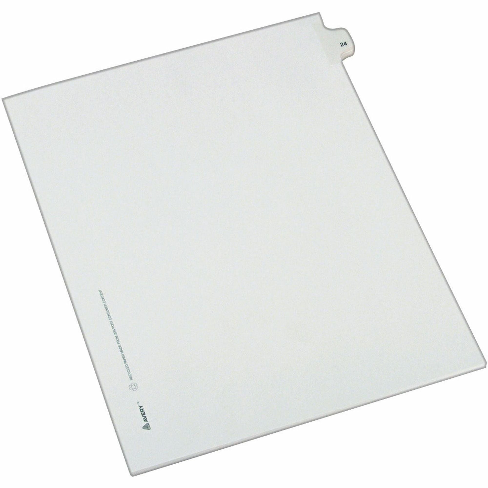 Preprinted Legal Exhibit Side Tab Index Dividers, Allstate Style, 10-Tab, 24, 11 x 8.5, White, 25/Pack