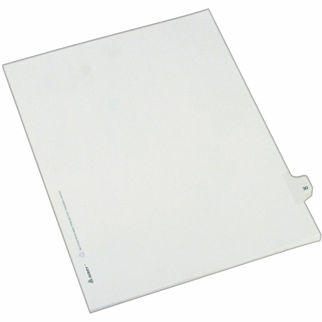 Avery Alllstate Style Individual Legal Dividers - 25 x Divider(s) - Side Tab(s) - 30 - 1 Tab(s)/Set - 8.5" Divider Width x 11" Divider Length - Letter - 8.50" Width x 11" Length - Paper Divider - White Tab(s) - Recycled - 1