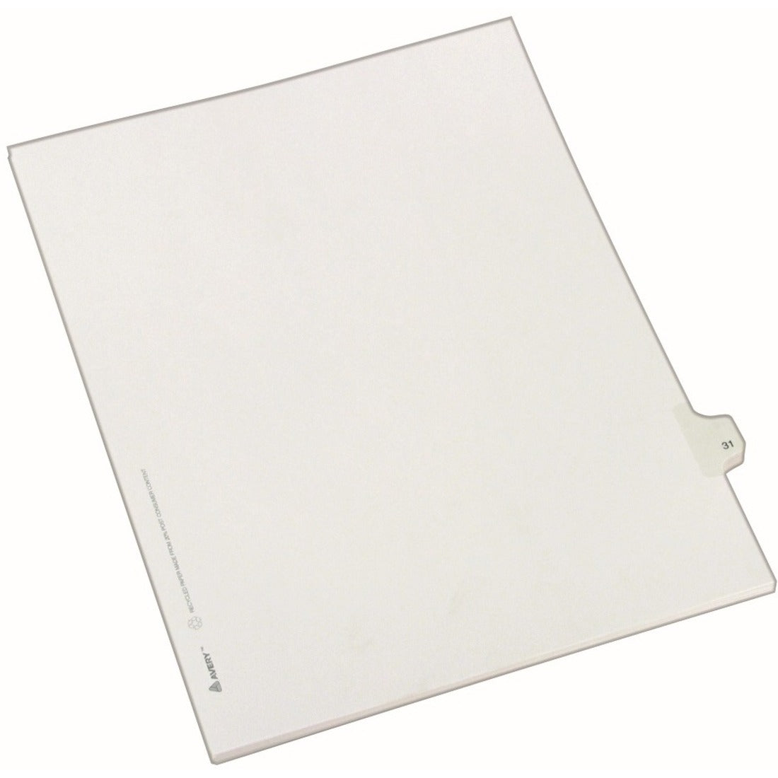 Avery Alllstate Style Individual Legal Dividers - 25 x Divider(s) - Side Tab(s) - 31 - 1 Tab(s)/Set - 8.5" Divider Width x 11" Divider Length - Letter - 8.50" Width x 11" Length - Paper Divider - White Tab(s) - Recycled - 1 - 