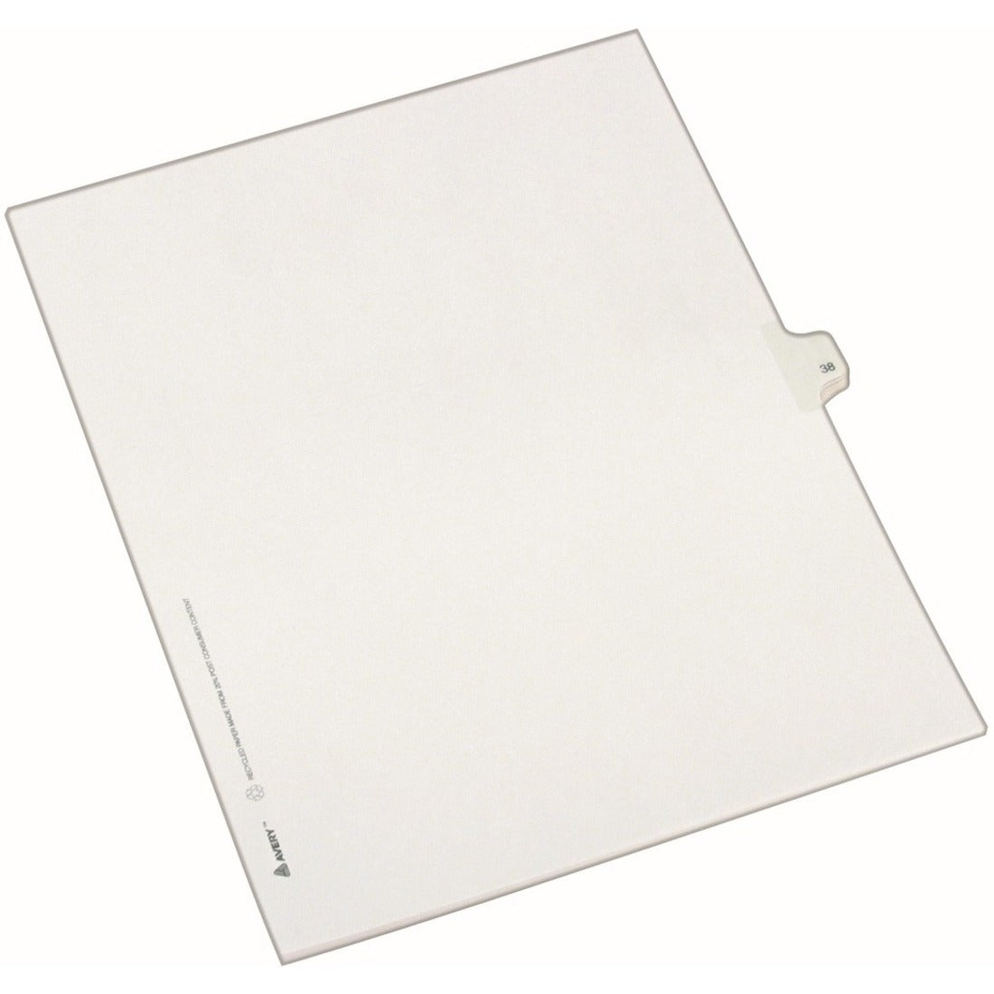 Avery Alllstate Style Individual Legal Dividers - 25 x Divider(s) - Side Tab(s) - 38 - 1 Tab(s)/Set - 8.5" Divider Width x 11" Divider Length - Letter - 8.50" Width x 11" Length - Paper Divider - White Tab(s) - Recycled - 1 - 