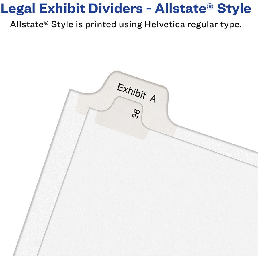 Avery Alllstate Style Individual Legal Dividers - 25 x Divider(s) - Side Tab(s) - 38 - 1 Tab(s)/Set - 8.5" Divider Width x 11" Divider Length - Letter - 8.50" Width x 11" Length - Paper Divider - White Tab(s) - Recycled - 1 - 