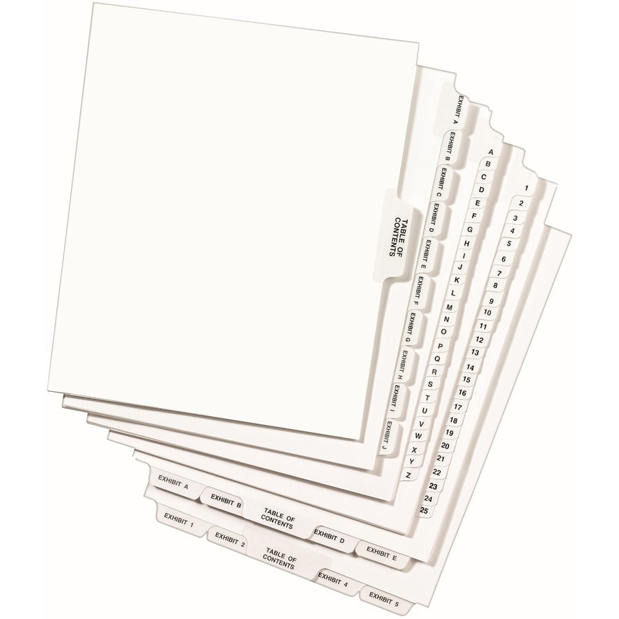 Avery Side Tab Individual Legal Dividers - 25 x Divider(s) - Side Tab(s) - 251 - 1 Tab(s)/Set - 8.5" Divider Width x 11" Divider Length - Letter - 8.50" Width x 11" Length - White Paper Divider - Recycled - 1