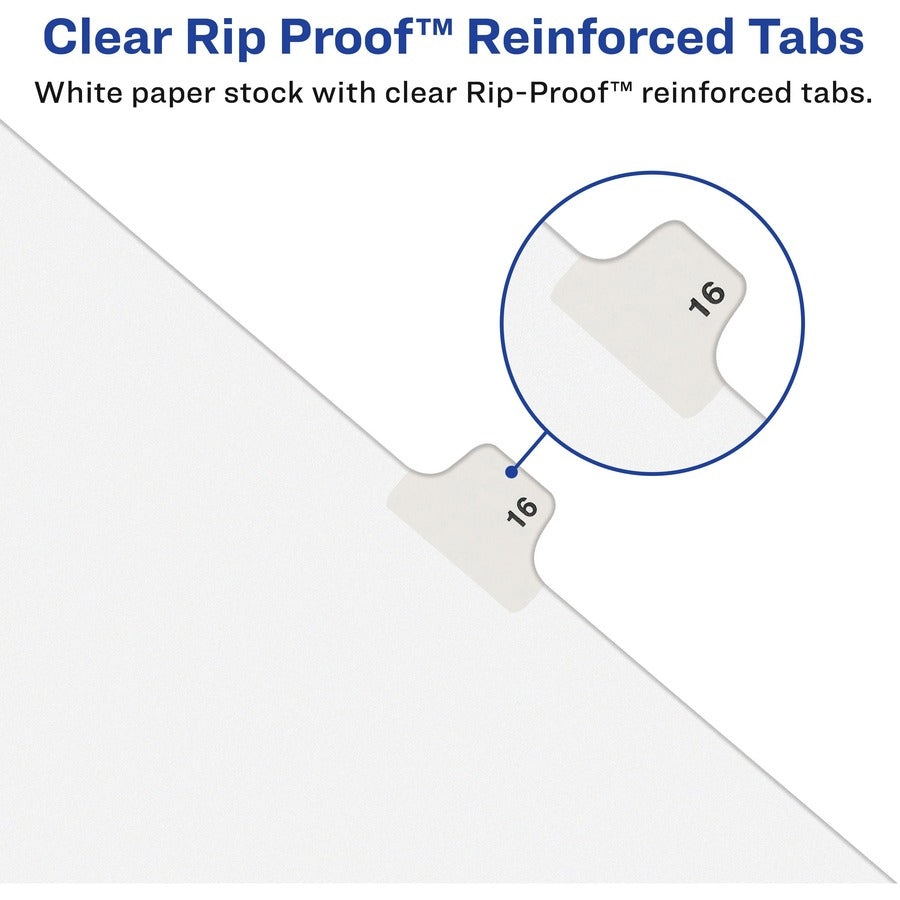 Avery Side Tab Individual Legal Dividers - 25 x Divider(s) - Side Tab(s) - 251 - 1 Tab(s)/Set - 8.5" Divider Width x 11" Divider Length - Letter - 8.50" Width x 11" Length - White Paper Divider - Recycled - 1
