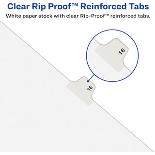 Avery Side Tab Individual Legal Dividers - 25 x Divider(s) - Side Tab(s) - 251 - 1 Tab(s)/Set - 8.5" Divider Width x 11" Divider Length - Letter - 8.50" Width x 11" Length - White Paper Divider - Recycled - 1