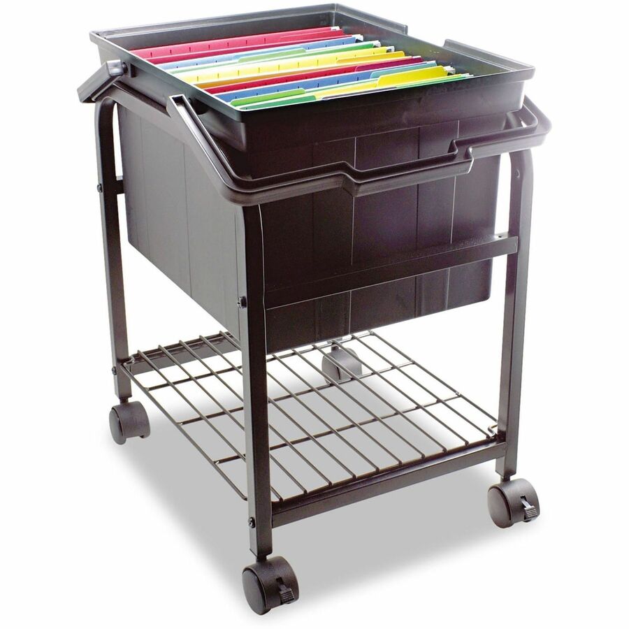 Heavy-Duty File Shuttle, Metal, 1 Shelf, 17.13" x 14.25" x 20", Black