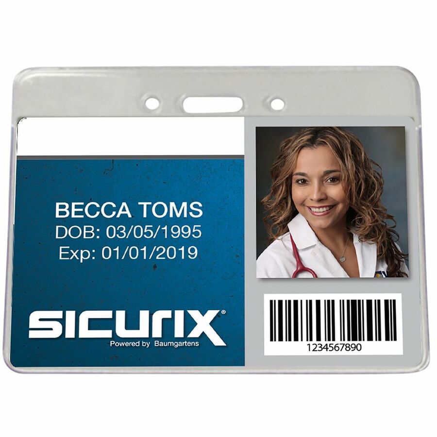 Sicurix Proximity Badge Holder, Horizontal, 4w x 3h, Clear, 50/Pack