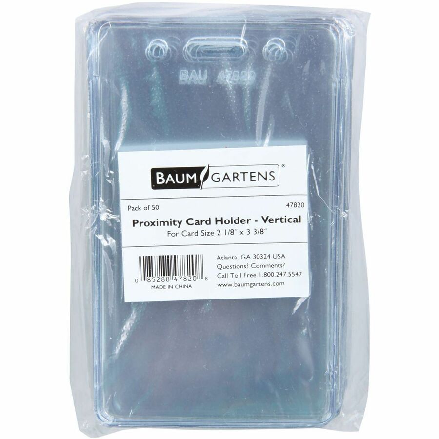 Sicurix Proximity Badge Holder, Vertical, 2 1/2w x 4 1/2h, Clear, 50/Pack