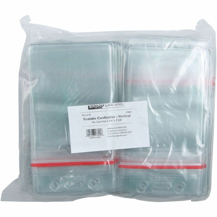 Sealable Cardholder, Vertical, 2.62 x 3.75, Clear, 50/Pack