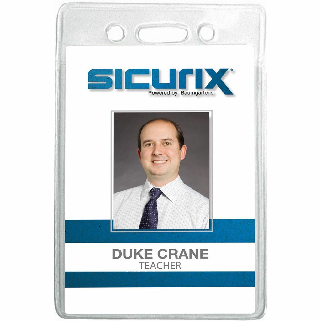 SICURIX Badge Holder, Vertical, 2.75 x 4.13, Clear, 12/Pack
