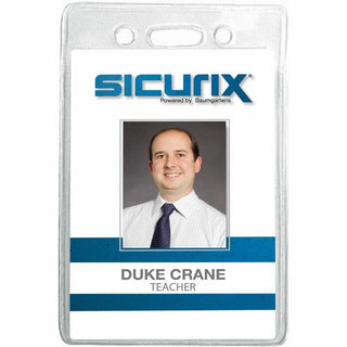 SICURIX Badge Holder, Vertical, 2.75 x 4.13, Clear, 12/Pack