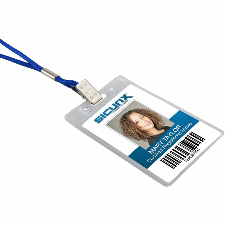 SICURIX Badge Holder, Vertical, 2.75 x 4.13, Clear, 12/Pack