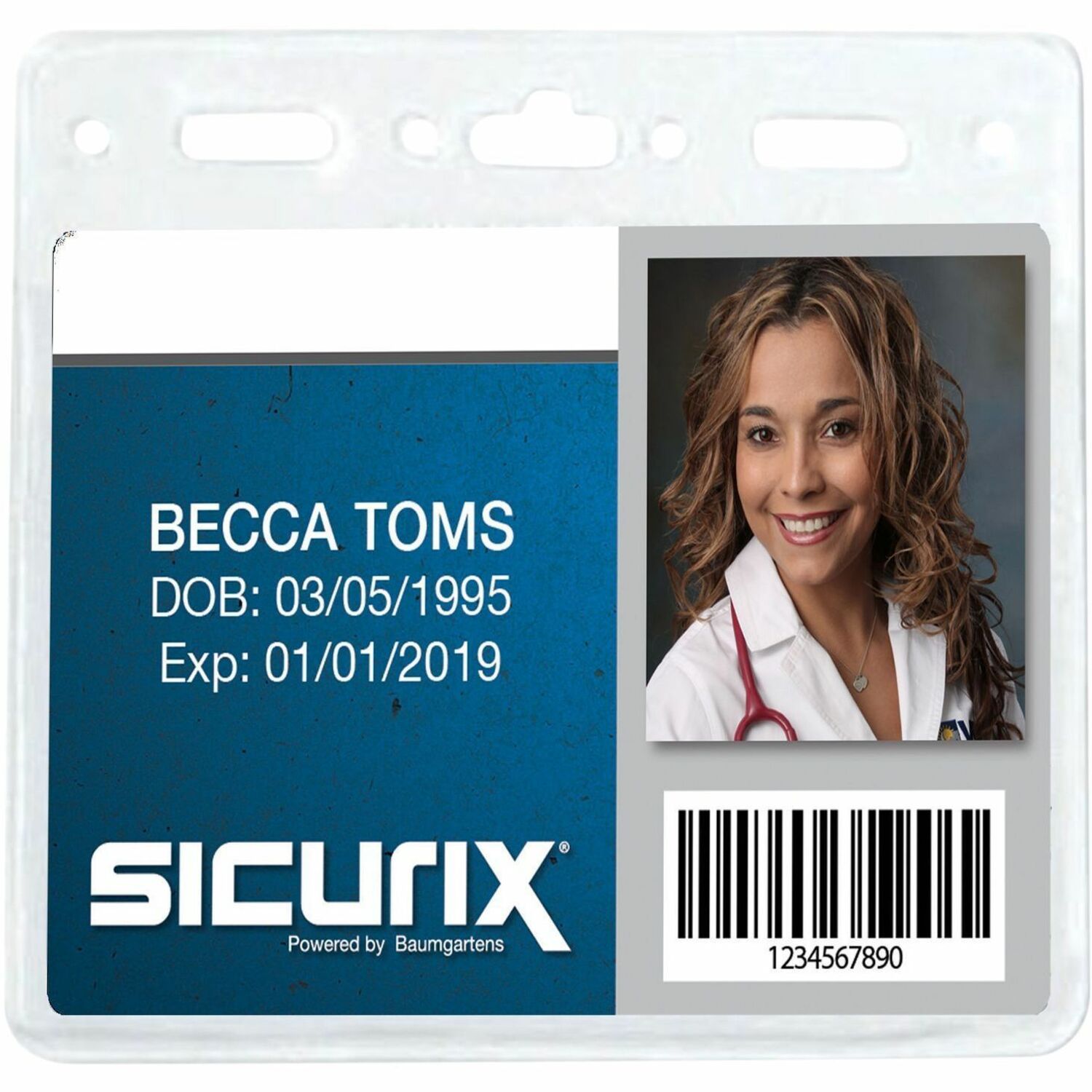 Sicurix Vinyl Badge Holder, 4 x 3, Clear, 50/Pack