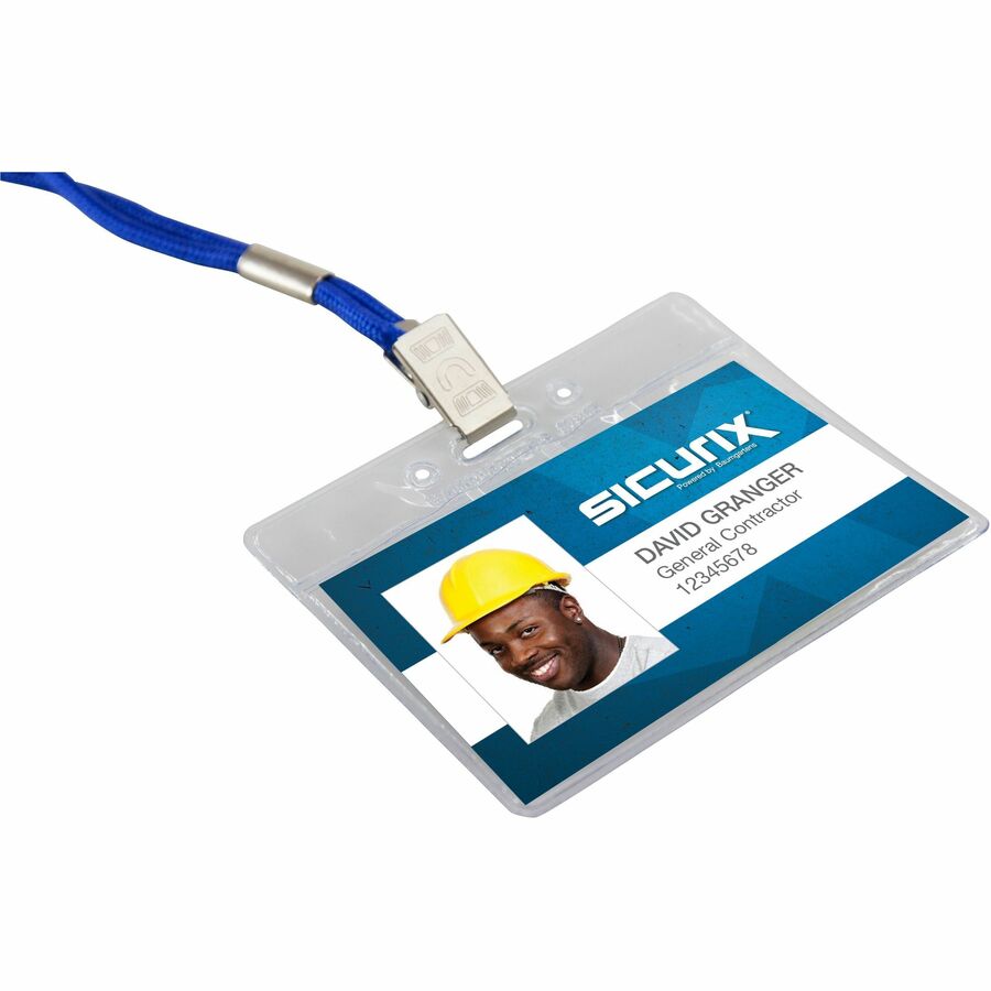 Sicurix Vinyl Badge Holder, 4 x 3, Clear, 50/Pack