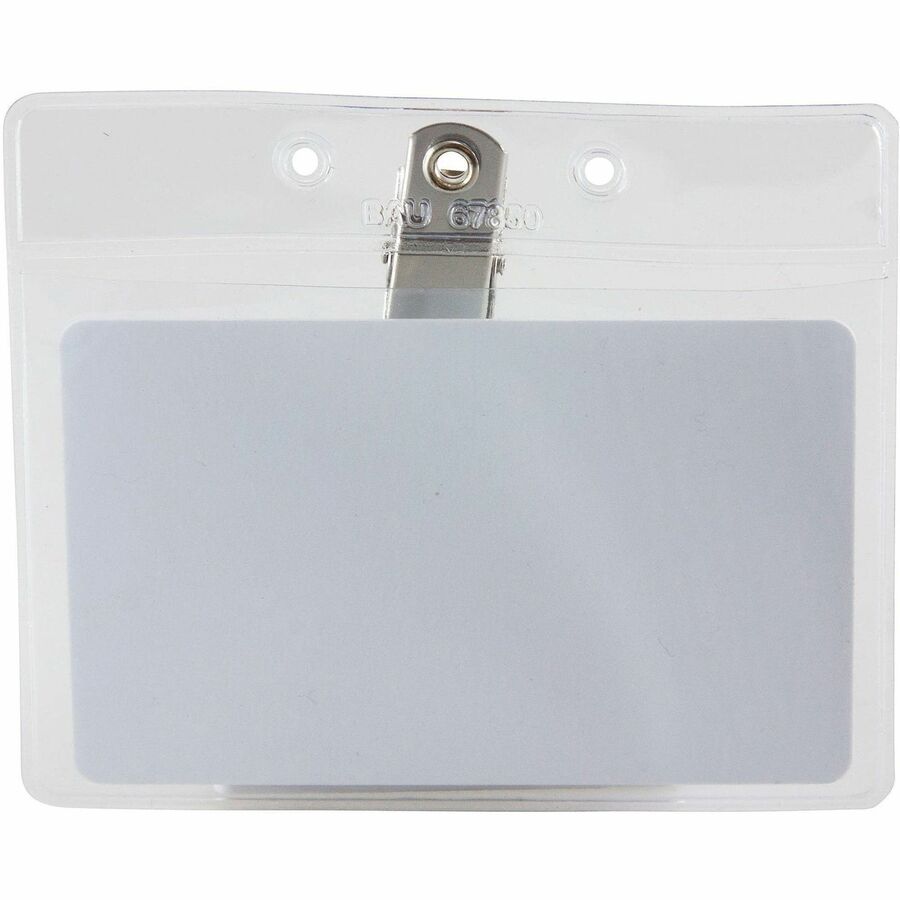 Baumgartens Horizontal Badge Holder with Clip, Sold as 1 Package, 50 Each per Package