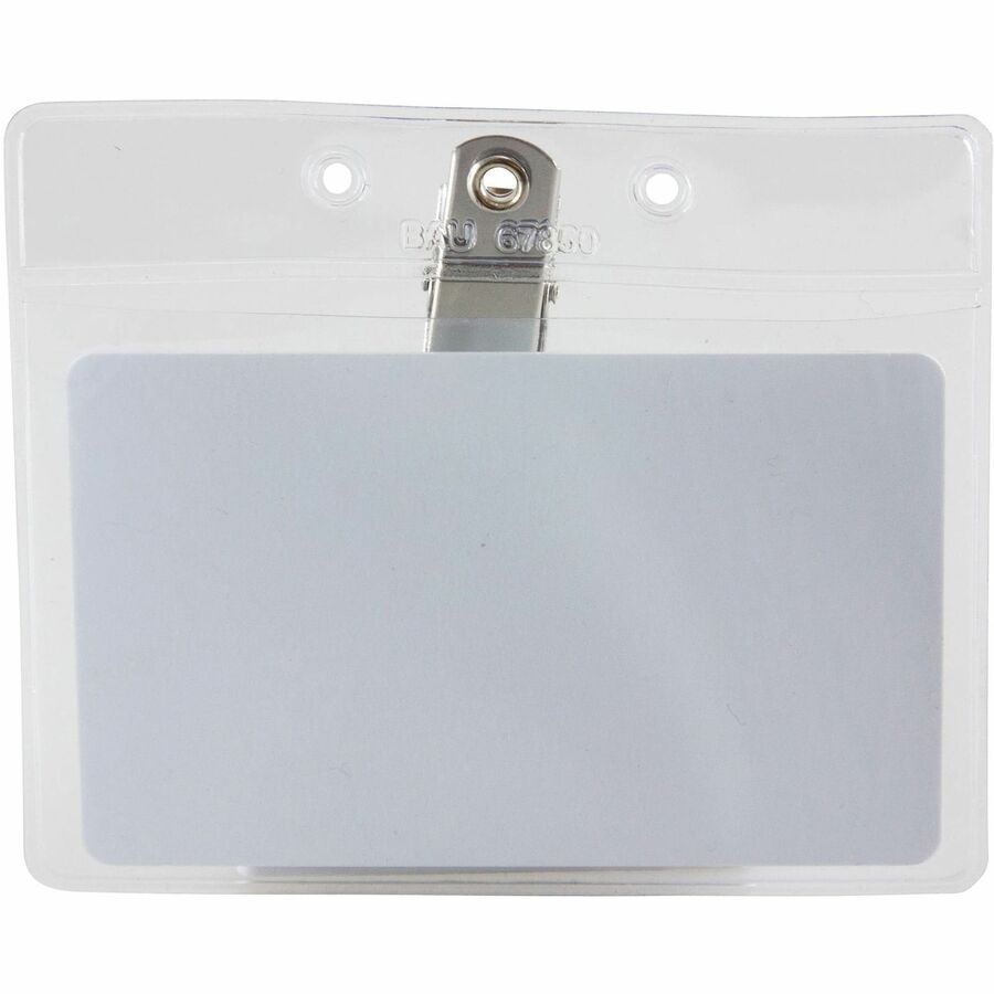 Baumgartens Horizontal Badge Holder with Clip, Sold as 1 Package, 50 Each per Package