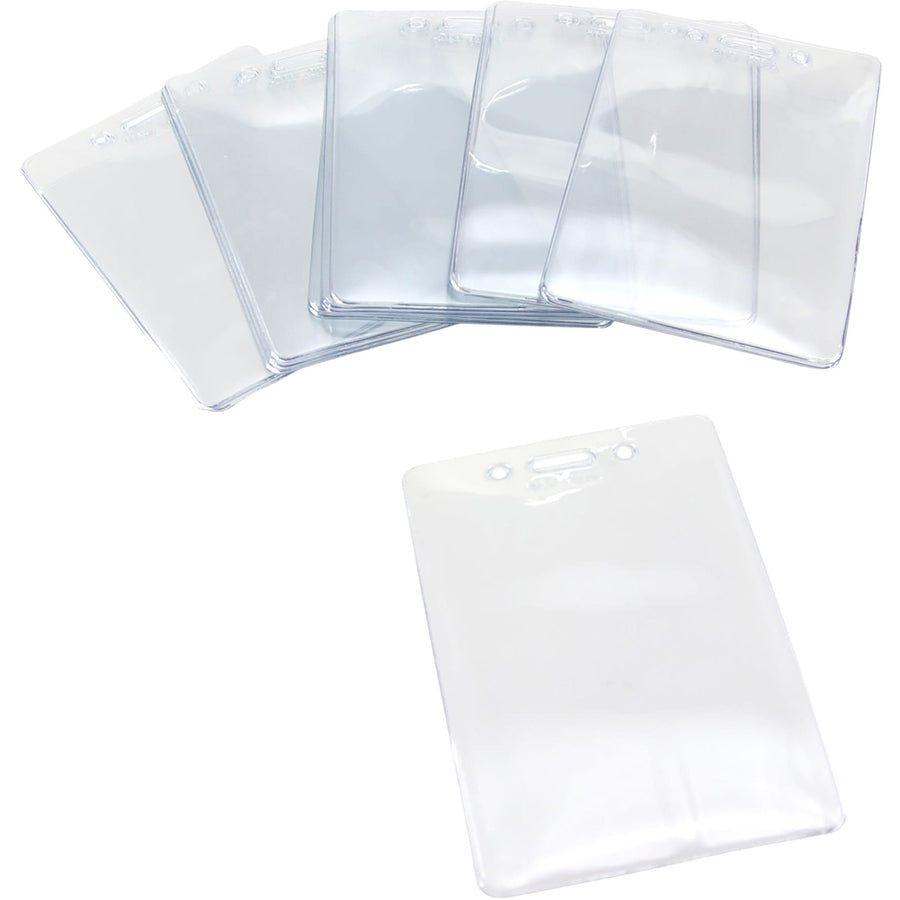 SICURIX Vertical ID Badge Holder - 3.9" x 3.6" x - Vinyl - 50 / Pack - Clear - 