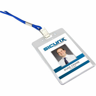 SICURIX Vertical ID Badge Holder - 3.9" x 3.6" x - Vinyl - 50 / Pack - Clear
