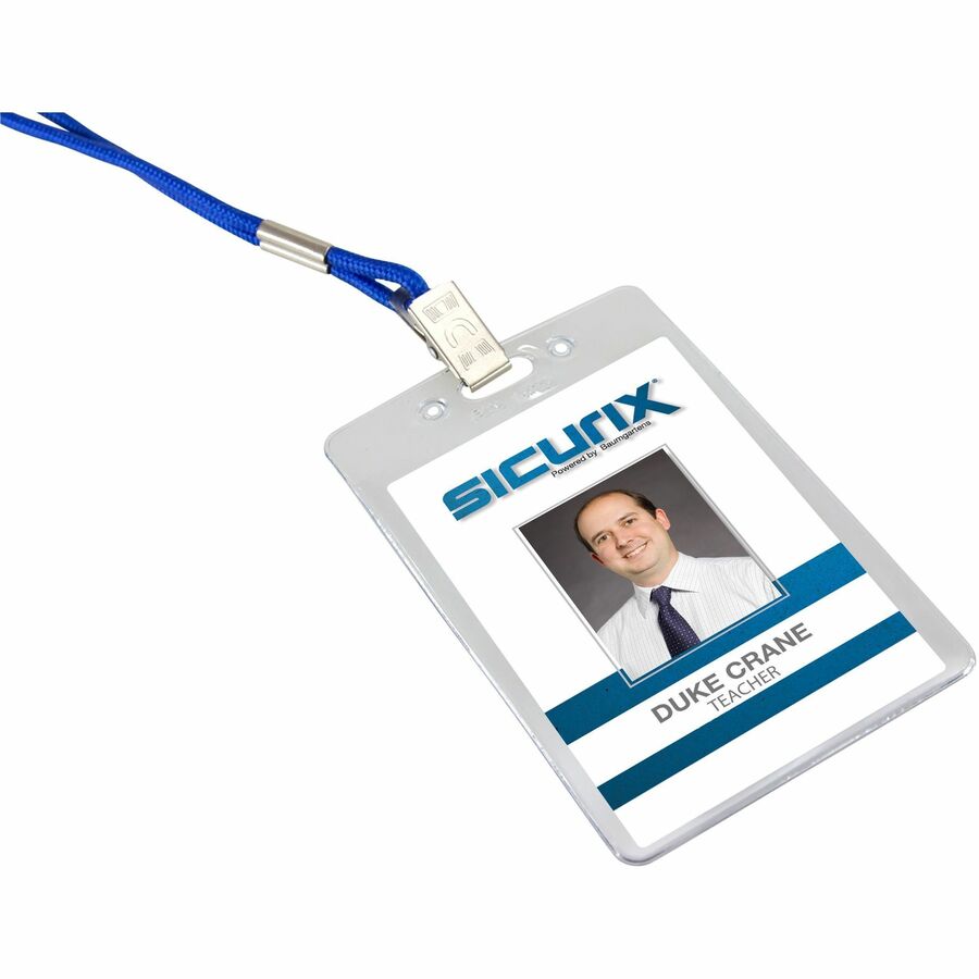 SICURIX Vertical ID Badge Holder - 3.9" x 3.6" x - Vinyl - 50 / Pack - Clear