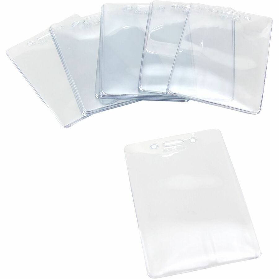 SICURIX Vertical ID Badge Holder - 3.9" x 3.6" x - Vinyl - 50 / Pack - Clear