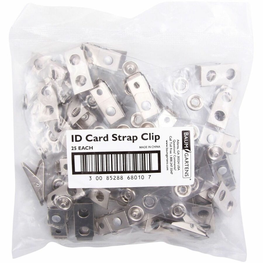 SICURIX ID Strap Clips, 0.38" x 2.75", Clear, 25/Pack