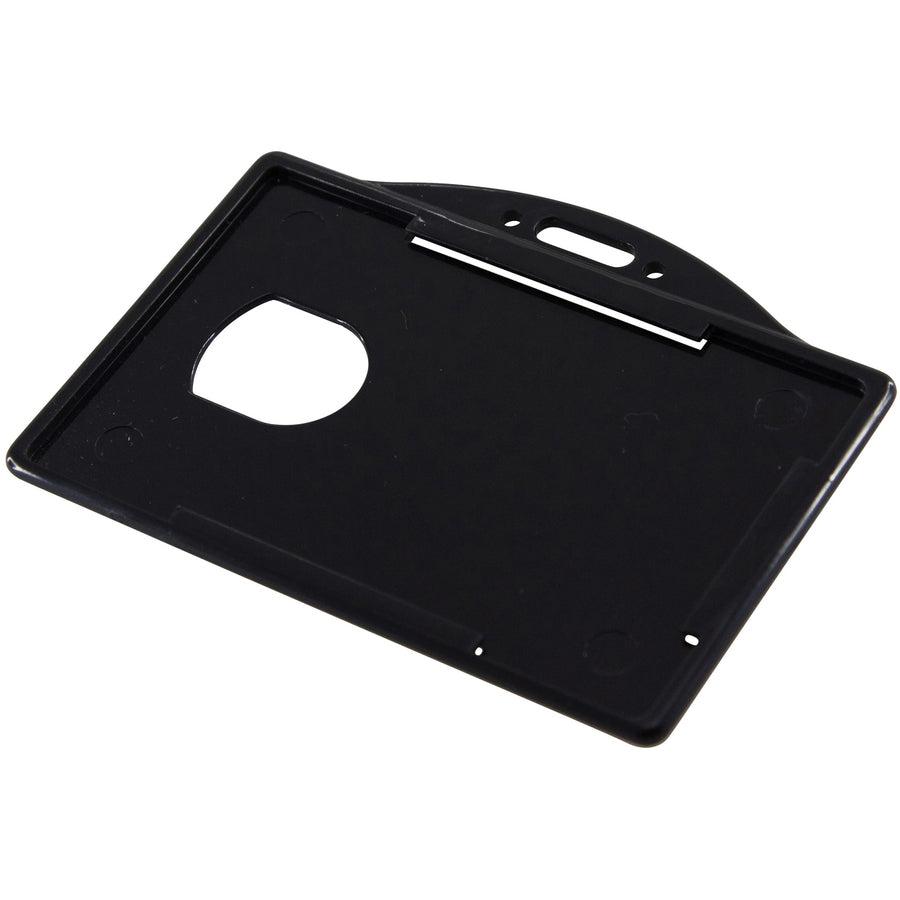 SICURIX Horizontal Black Frame ID Card Holder - Plastic - 25 / Pack - Black - 